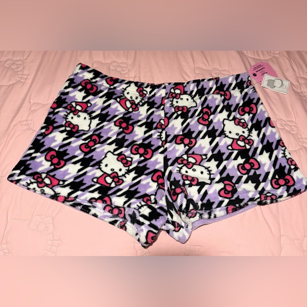 Hello Kitty Purple and Black Houndstooth Shorts